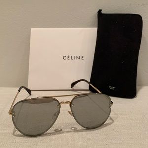 CELINE Gold Frame Aviator Mirrored Sunglasses